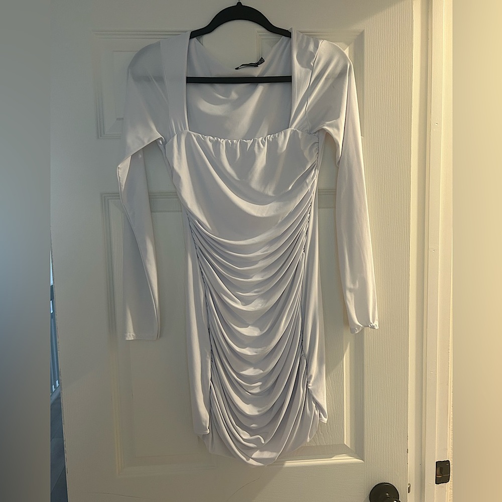 Pretty Little Thing Mini White Ruched Dress